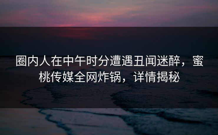 圈内人在中午时分遭遇丑闻迷醉，蜜桃传媒全网炸锅，详情揭秘