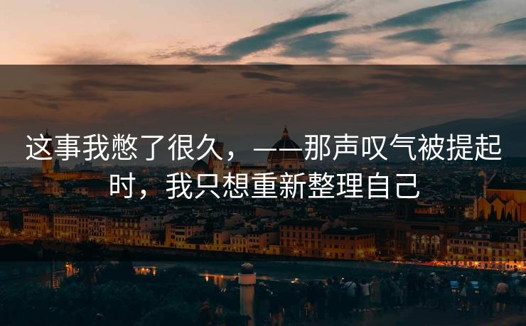 这事我憋了很久，——那声叹气被提起时，我只想重新整理自己