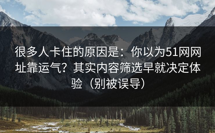 很多人卡住的原因是：你以为51网网址靠运气？其实内容筛选早就决定体验（别被误导）