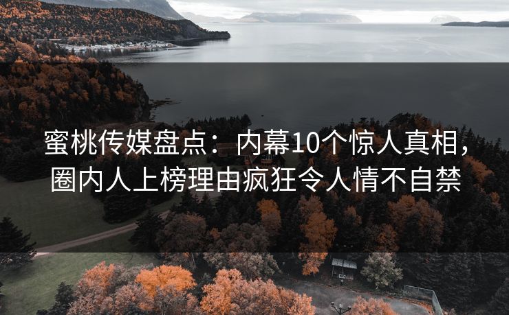 蜜桃传媒盘点：内幕10个惊人真相，圈内人上榜理由疯狂令人情不自禁
