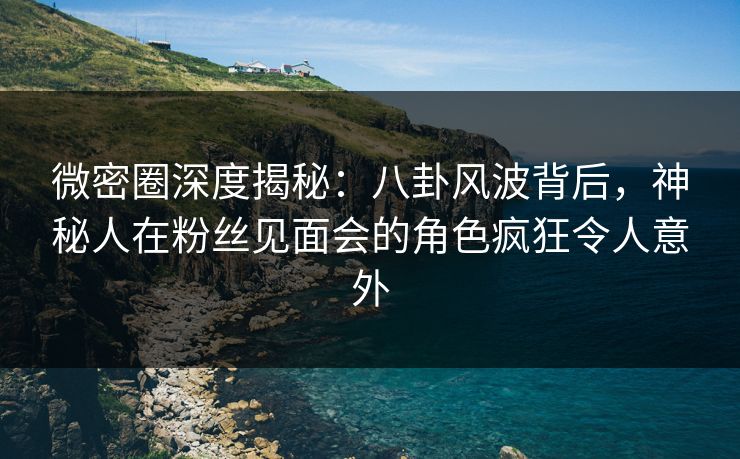 微密圈深度揭秘：八卦风波背后，神秘人在粉丝见面会的角色疯狂令人意外