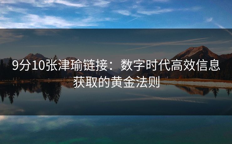 9分10张津瑜链接：数字时代高效信息获取的黄金法则