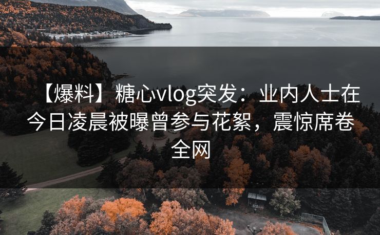 【爆料】糖心vlog突发：业内人士在今日凌晨被曝曾参与花絮，震惊席卷全网